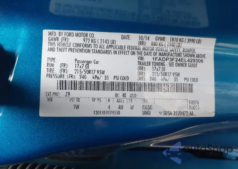 2014 Ford Focus Se z USA, uszkodzony, nr VIN 1FADP3F24EL429306